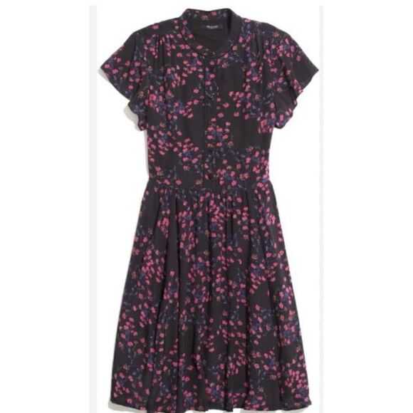 Madewell Silk Dress in Night Orchid Floral Size 6 / excellent - Picture 4 of 8